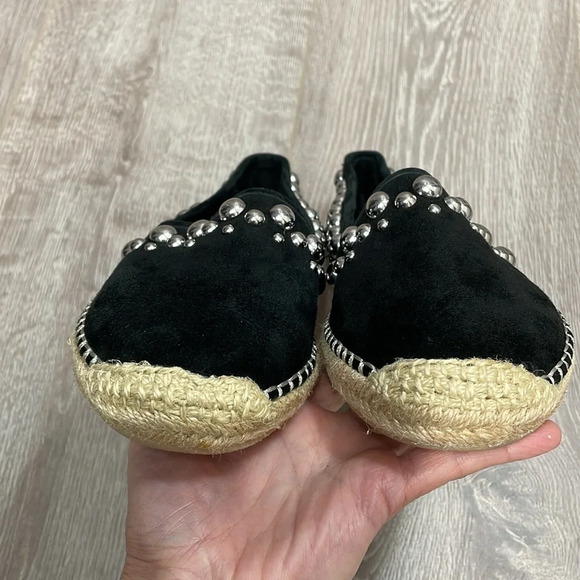 NWOT B Brian Atwood Studded Eli Black Suede Leather Espadrille Flats 8.5 - Picture 12 of 14